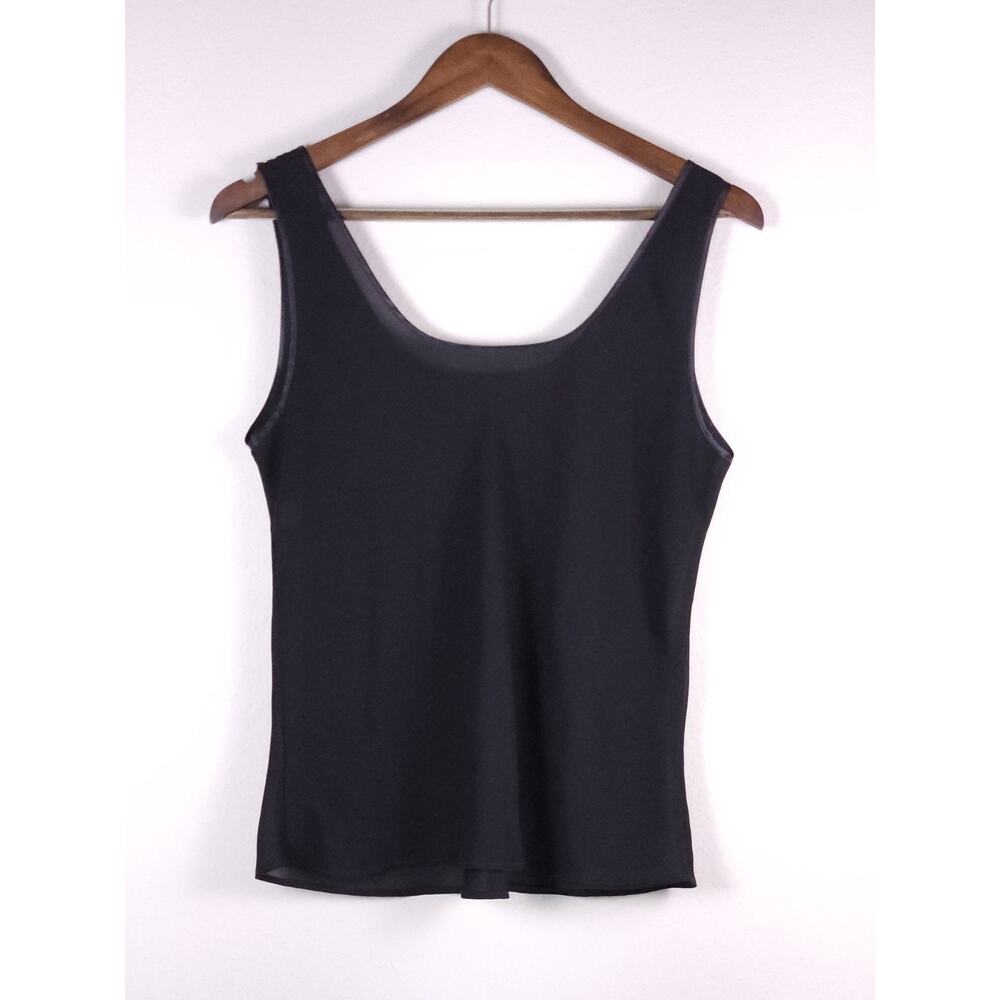 Farr West Black Sleeveless Blouse Women’s Large Scoop Neck Lightweight Made USA
